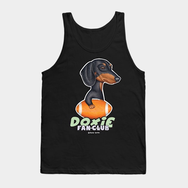 Funny Black Tan Doxie Holding a Football Tank Top by Danny Gordon Art